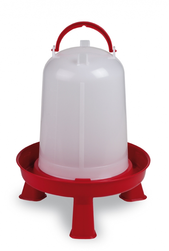 Abbildung einer Wachteltränke, Kückentränke in 1,5 Liter mit Füßen in rot