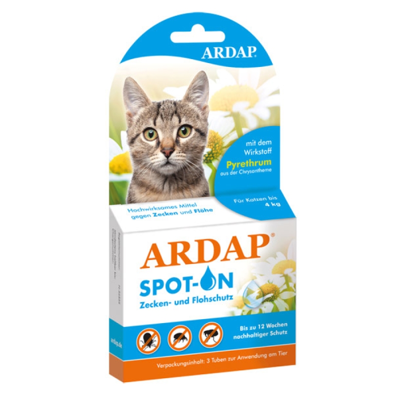 ARDAP Spot-On fr Katzen bis 4 Kg 3 Tuben