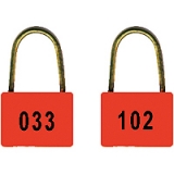 Abbildung 2er Kükenmarken  in rot mit Nummer 033 und 102