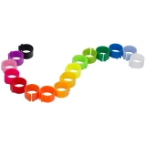 Abbildung von mehreren Clipsringe in 6 mm für Wachteln in verschiedenen Farben